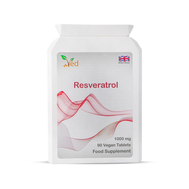 Ved RESVERATROL 1000 mg 90 Tablet Potent Antioxidants Promotes AntiAging Cardiovascular Support 90 Day Supply per Bottle